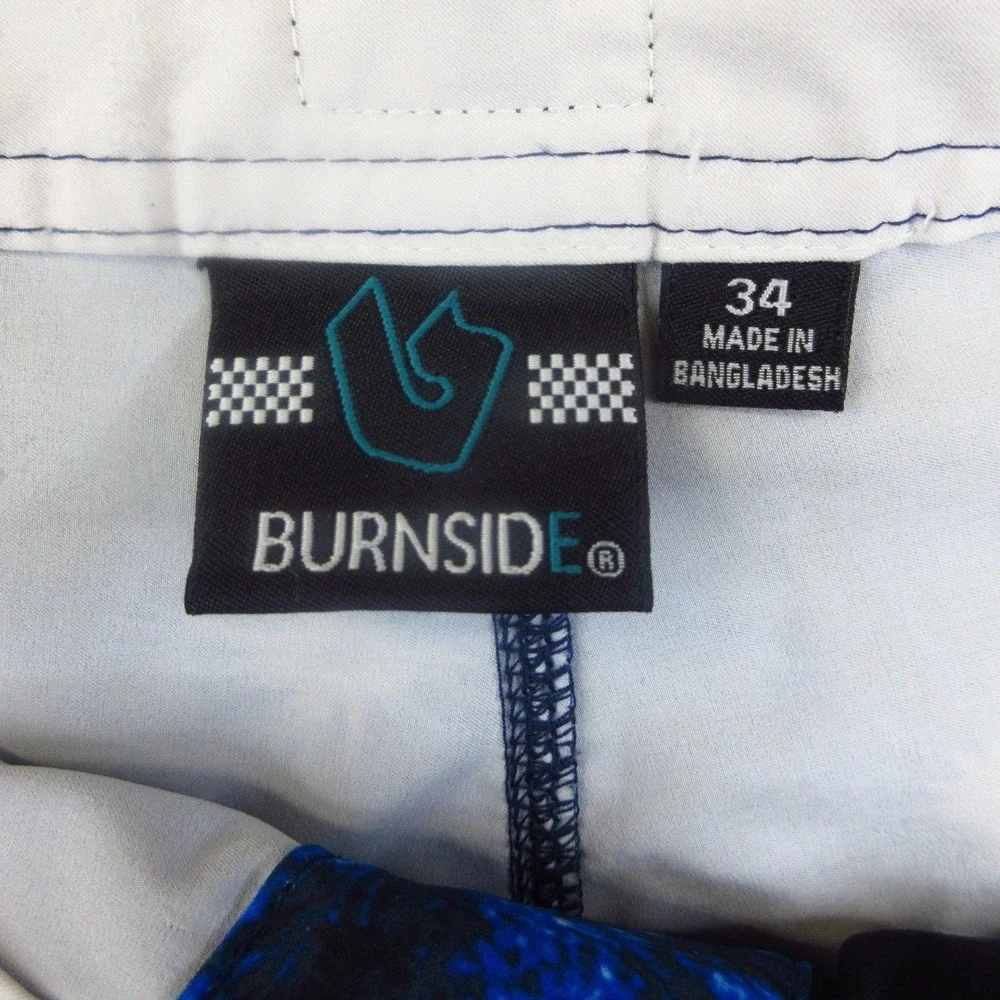 Burnside Board Shorts Mens 34 Red White Blue Stars Stripes 4th of July Swim Surf